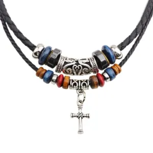 Bohemian Leather and Bead Charm Pendants