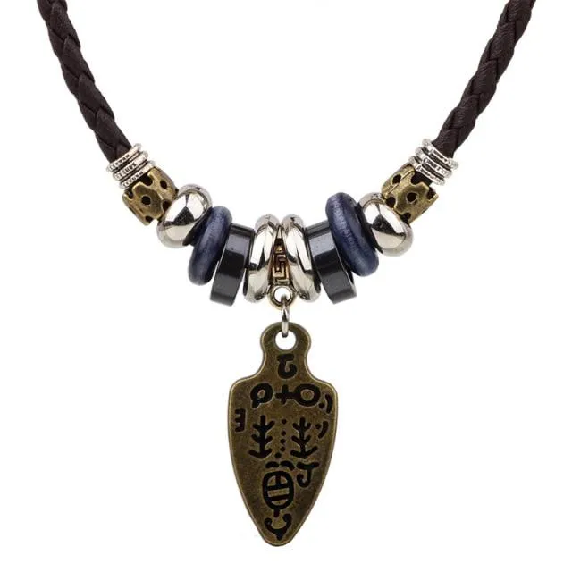 Bohemian Leather and Bead Charm Pendants
