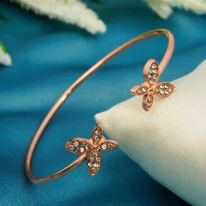 Butterfly End Rose Gold Cuff Bracelet