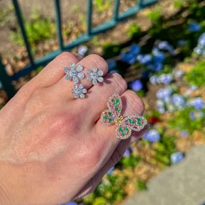Butterfly Gemstone Cluster Ring