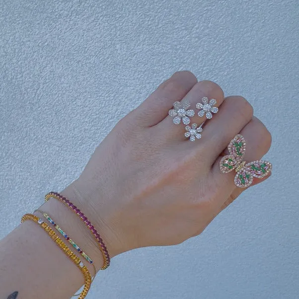Butterfly Gemstone Cluster Ring