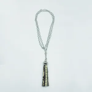 CA Rhodium Plated Python Tassel Necklace
