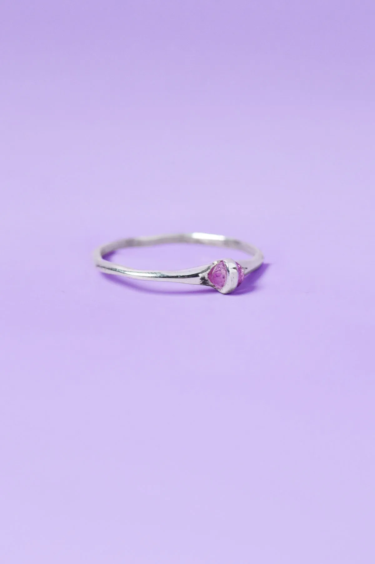 Capsule Pink Sapphire Silver Ring