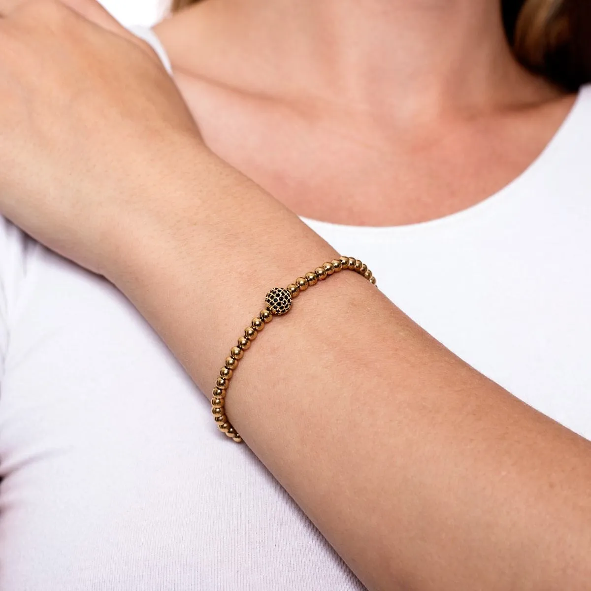Charismatic | 18k Gold | Black Cubic Zirconia Crystals | Expression Bracelet