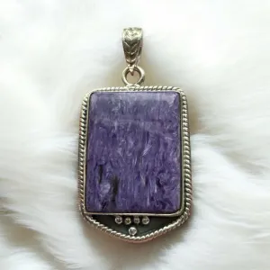 Charoite Solid 925 Sterling Silver Pendant