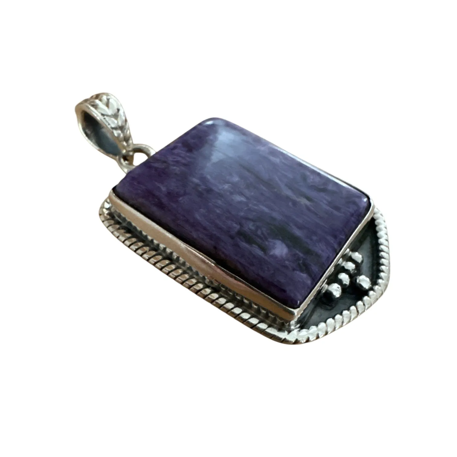 Charoite Solid 925 Sterling Silver Pendant