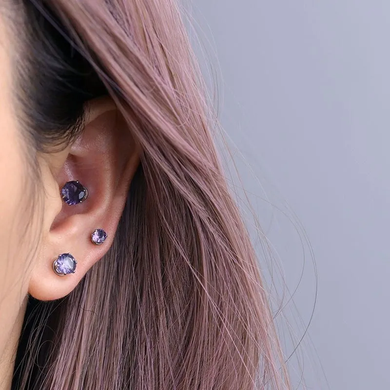 Chic Cubic Zirconia Helix Non Piercing Magnetic Stud Earring