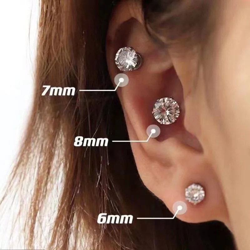 Chic Cubic Zirconia Helix Non Piercing Magnetic Stud Earring