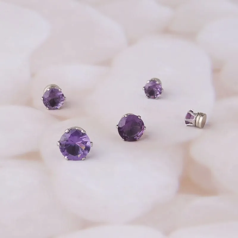 Chic Cubic Zirconia Helix Non Piercing Magnetic Stud Earring