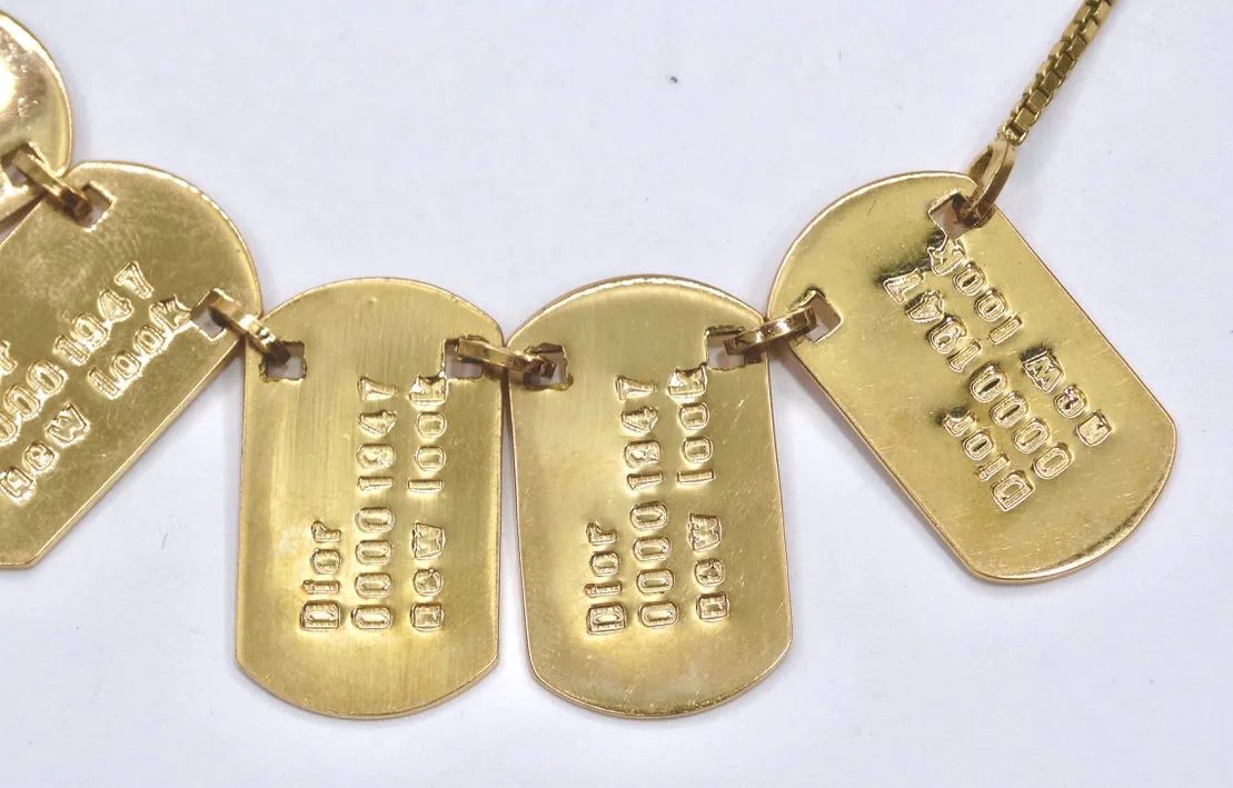 CHRISTIAN DIOR Dog Tag Charm Logo Necklace Galliano Era