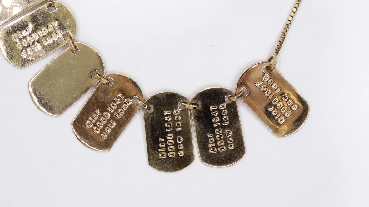 CHRISTIAN DIOR Dog Tag Charm Logo Necklace Galliano Era