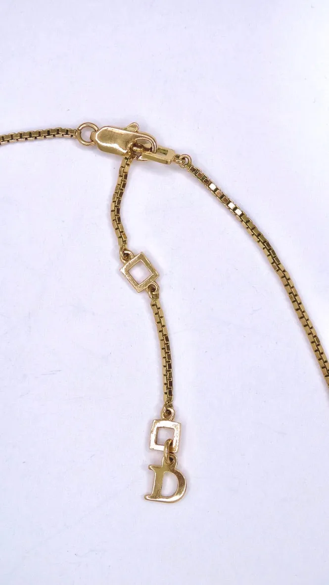 CHRISTIAN DIOR Dog Tag Charm Logo Necklace Galliano Era