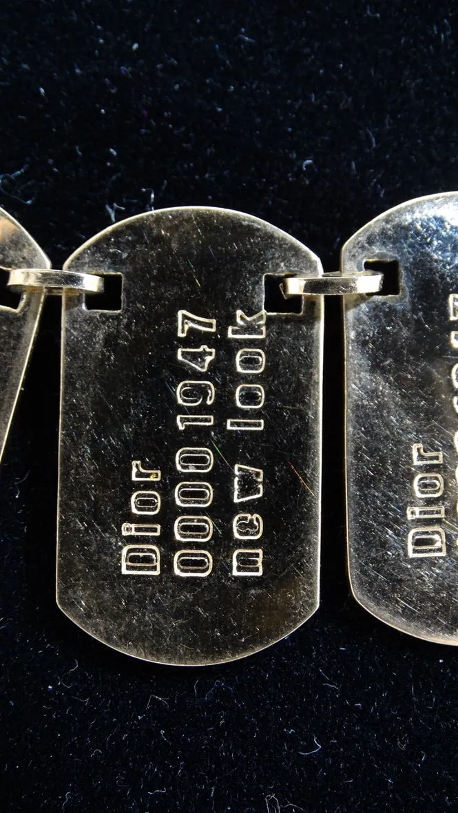 CHRISTIAN DIOR Dog Tag Charm Logo Necklace Galliano Era