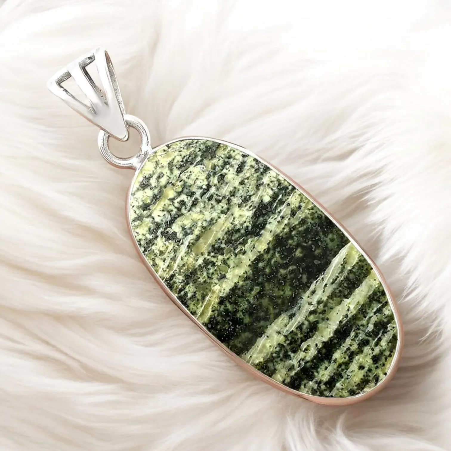 Chrysotile Solid 925 Sterling Silver Pendant