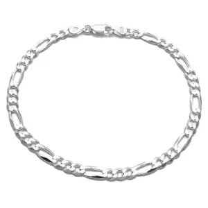 Classic Sterling Silver Figaro Chain Bracelet in 4.5mm (Gauge 120) width. Available in 7" and 8" Lengths.