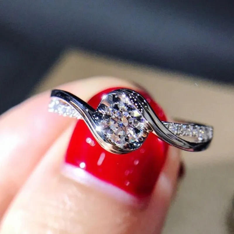 Classic White Sapphire Engagement Ring Women Wedding Jewelry