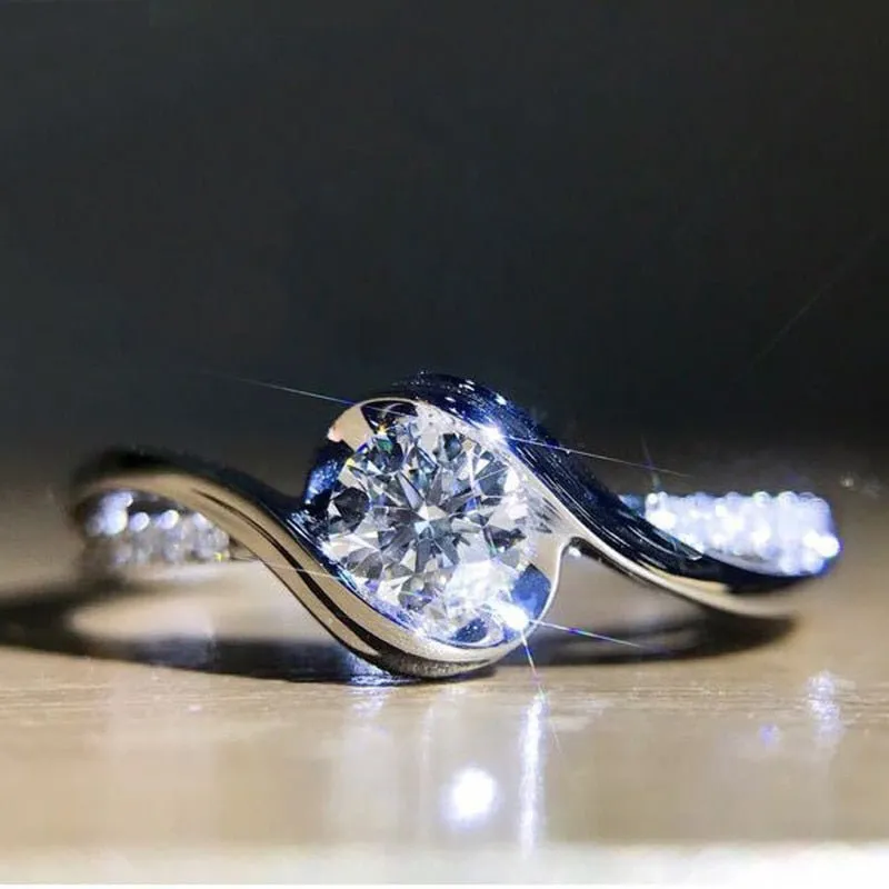 Classic White Sapphire Engagement Ring Women Wedding Jewelry