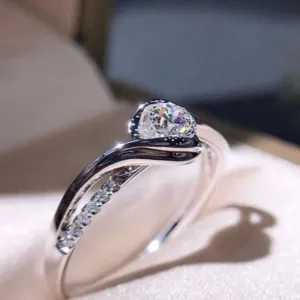 Classic White Sapphire Engagement Ring Women Wedding Jewelry