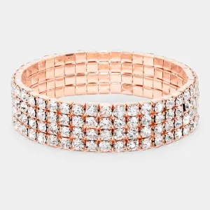 Clear 4 Row Bracelet on Rose Gold | 537527