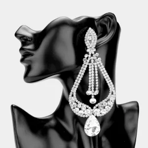 Clear Crystal Pageant Earrings  | "Miss America"| Clip On | 439609