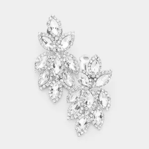 Clear Crystal Rhinestone Oval Cluster Clip On Earrings | 412804