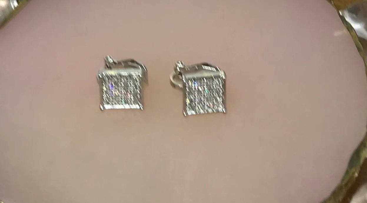 Clip On Earrings: Clear Crystal Cubes Silver