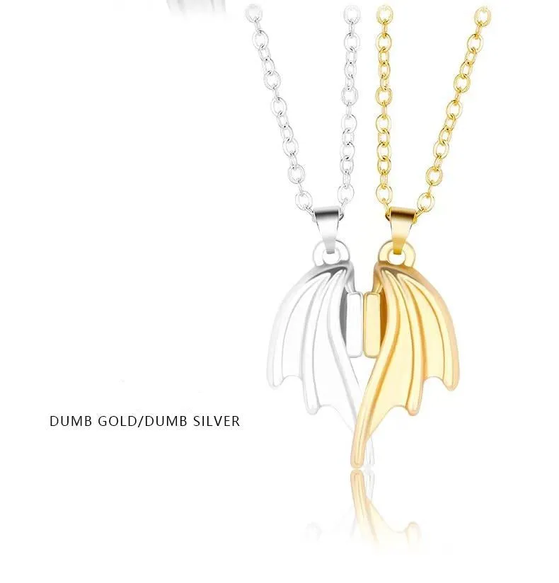 Colorful Devil And Angel Wings Pendant Magnetic Necklaces