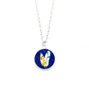 Colourful Feathers Wood Pendant Necklace - LM