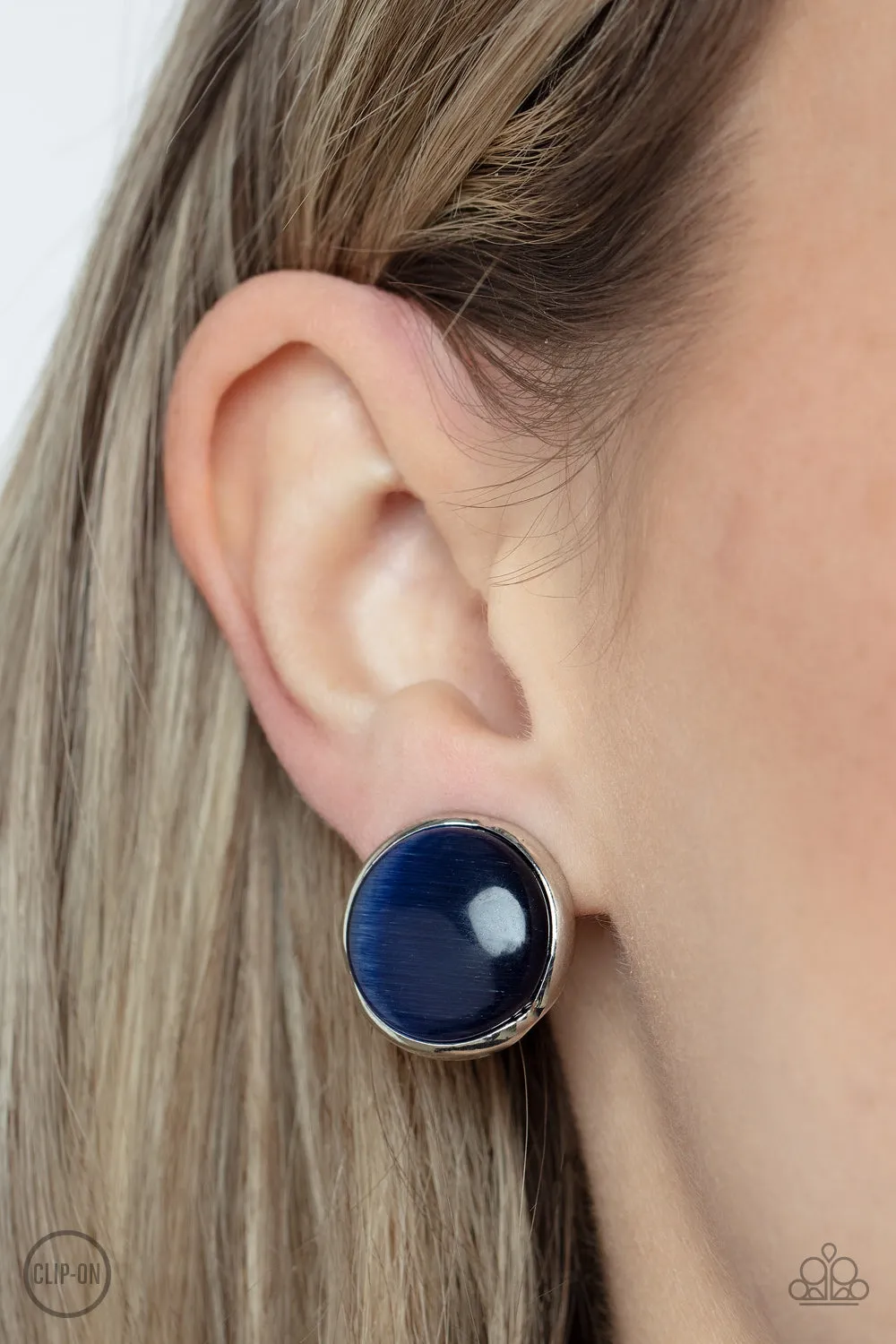 Cool Pools - Blue Clip-On Earring