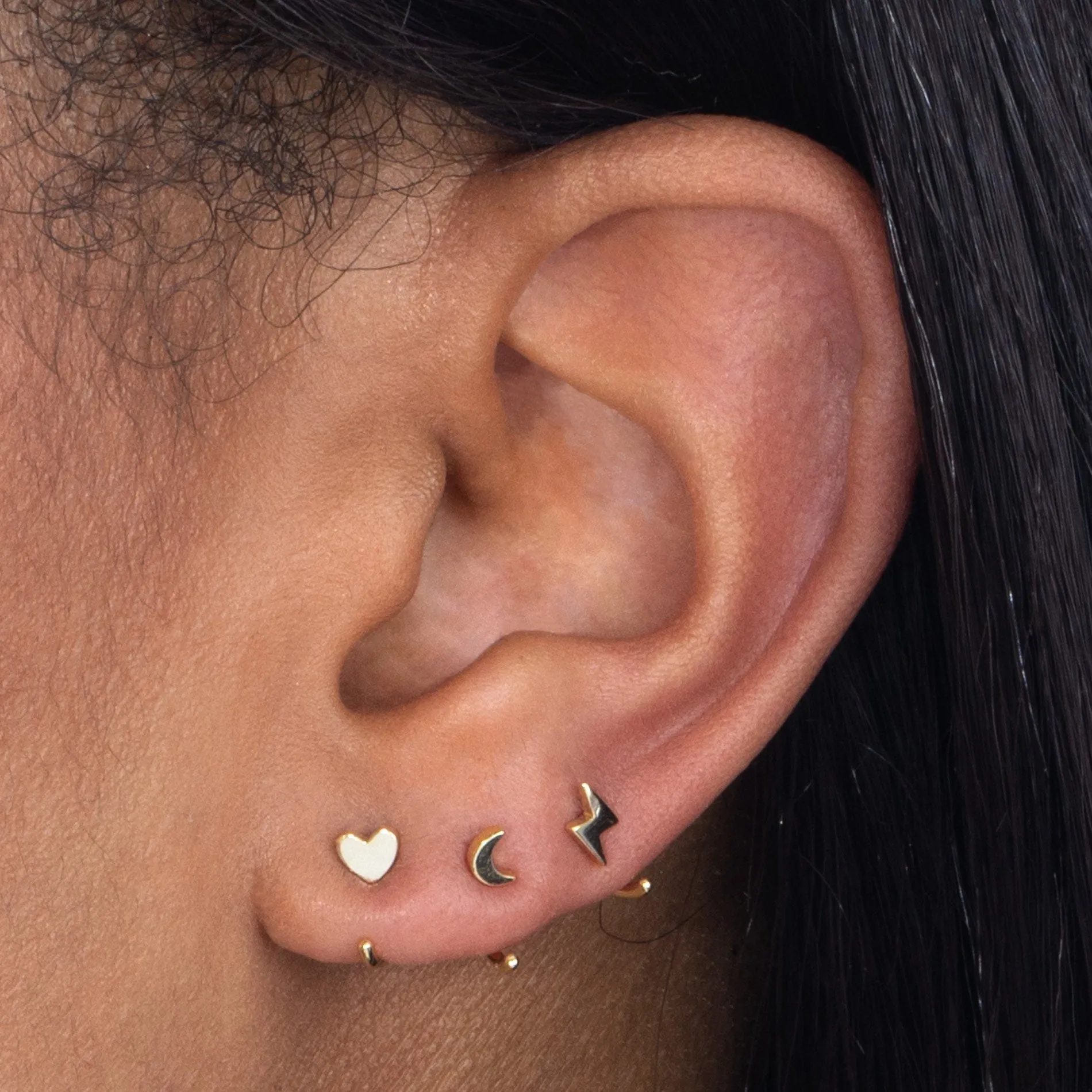Crescent Ear Threader Hoop Earring