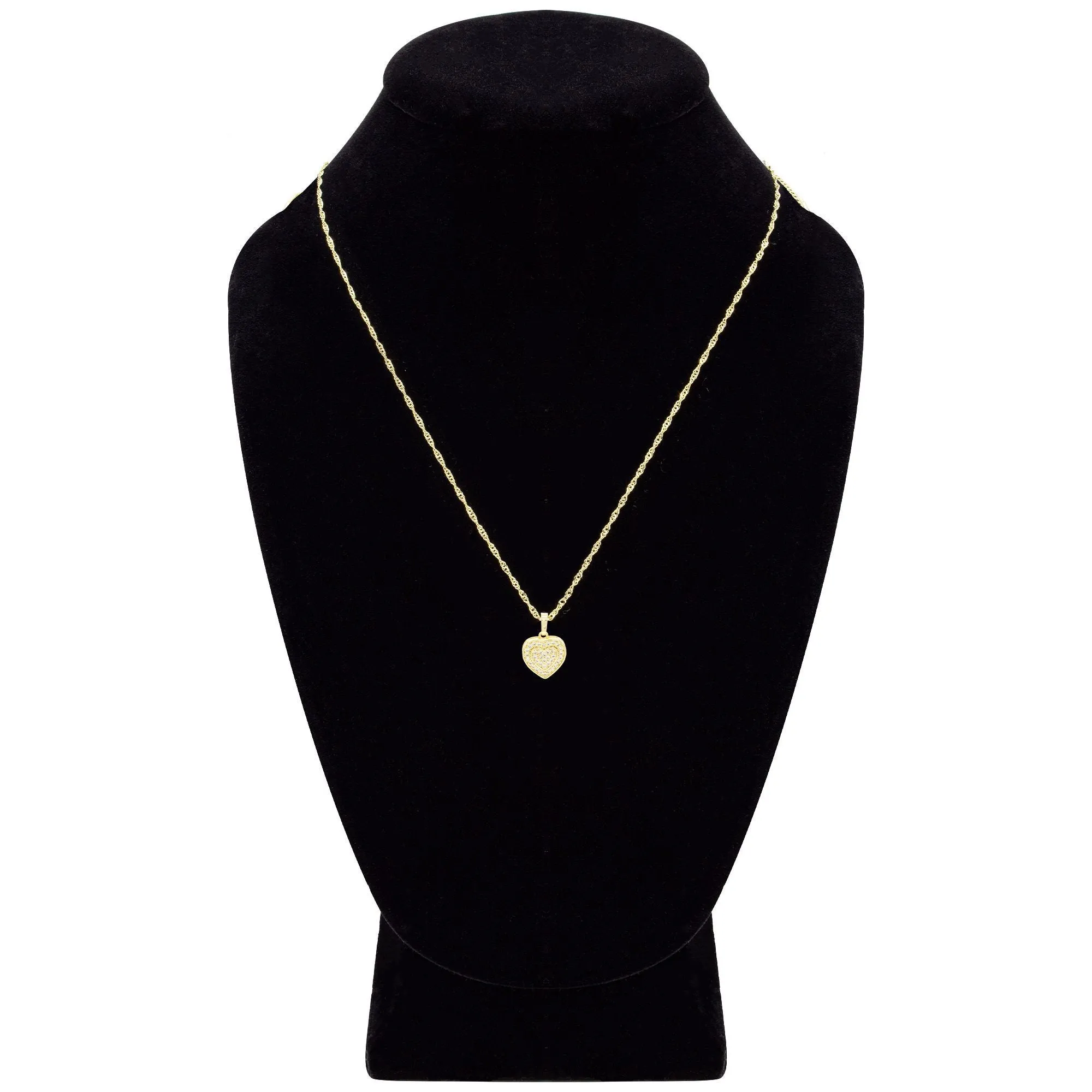 Cubic Zirconia 14K Gold Filled Two-Ply Heart Pendant Necklace Set