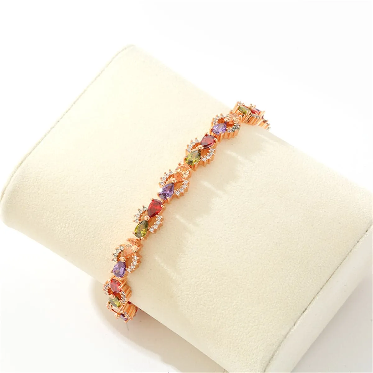 Cubic Zirconia & Crystal Bow Link Bracelet