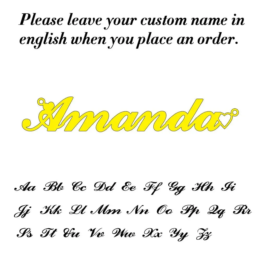 Custom Name Pendant Necklace for Women Personalised Cursive Letter Jewelry