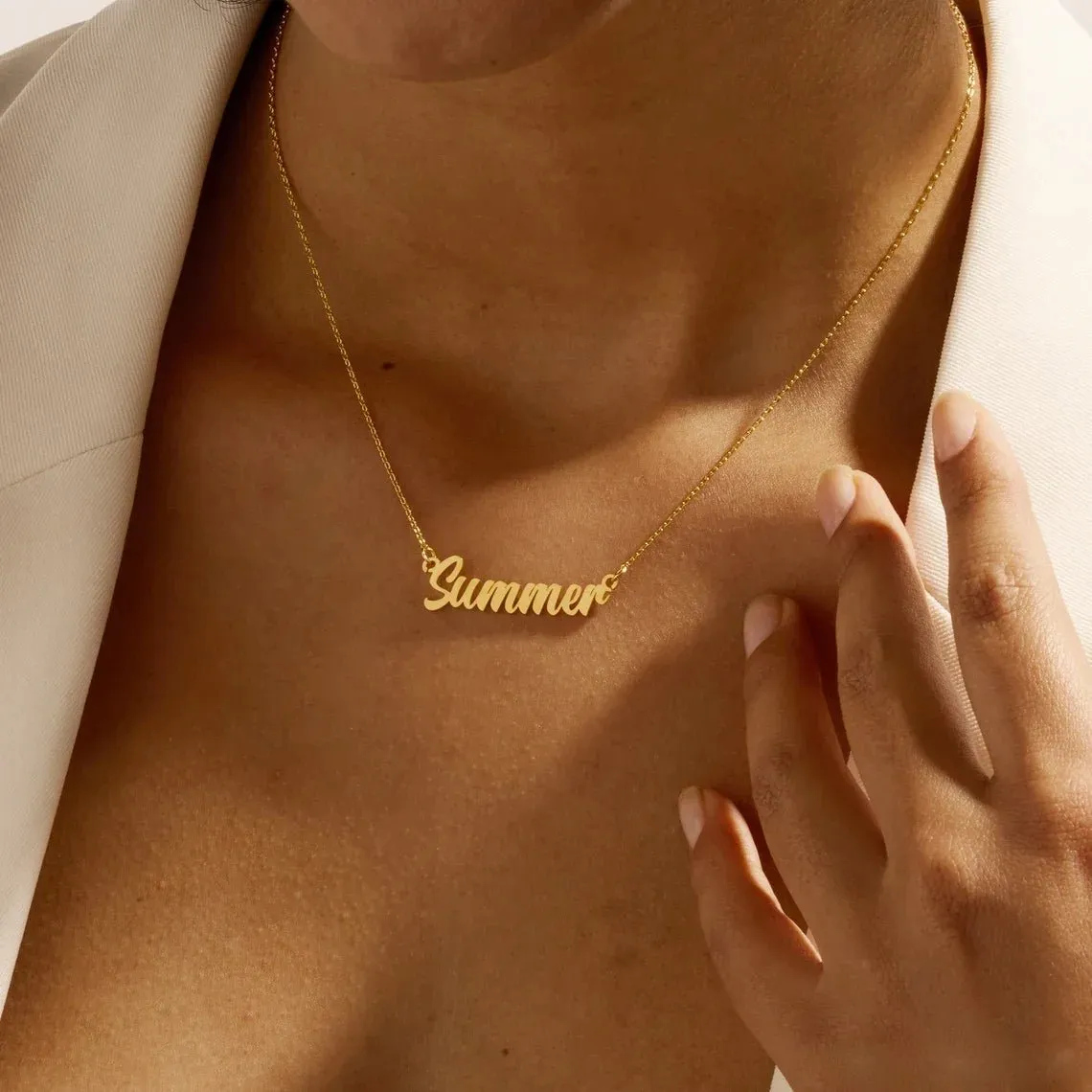 Custom Name Pendant Necklace for Women Personalised Cursive Letter Jewelry