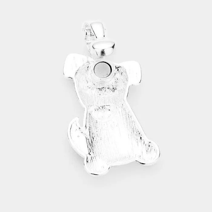 Cute Puppy Enamel Detail Magnetic Pendant Set