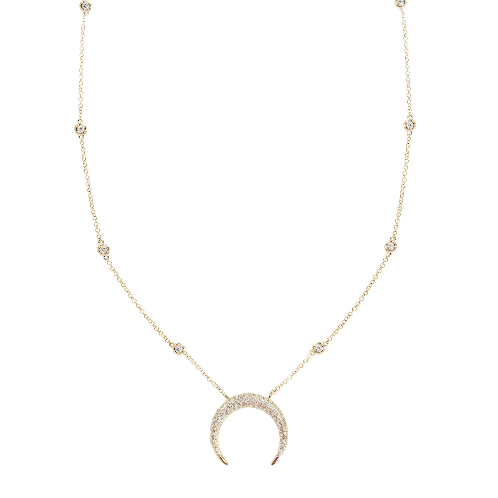 CZ Cowhorn Necklace