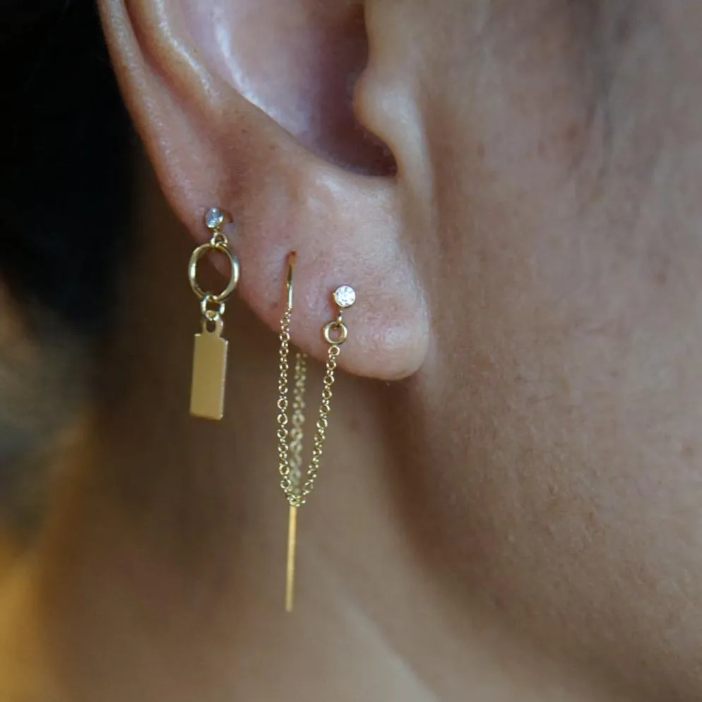 CZ Icicle w/2nd Hole Threader Stud Earrings