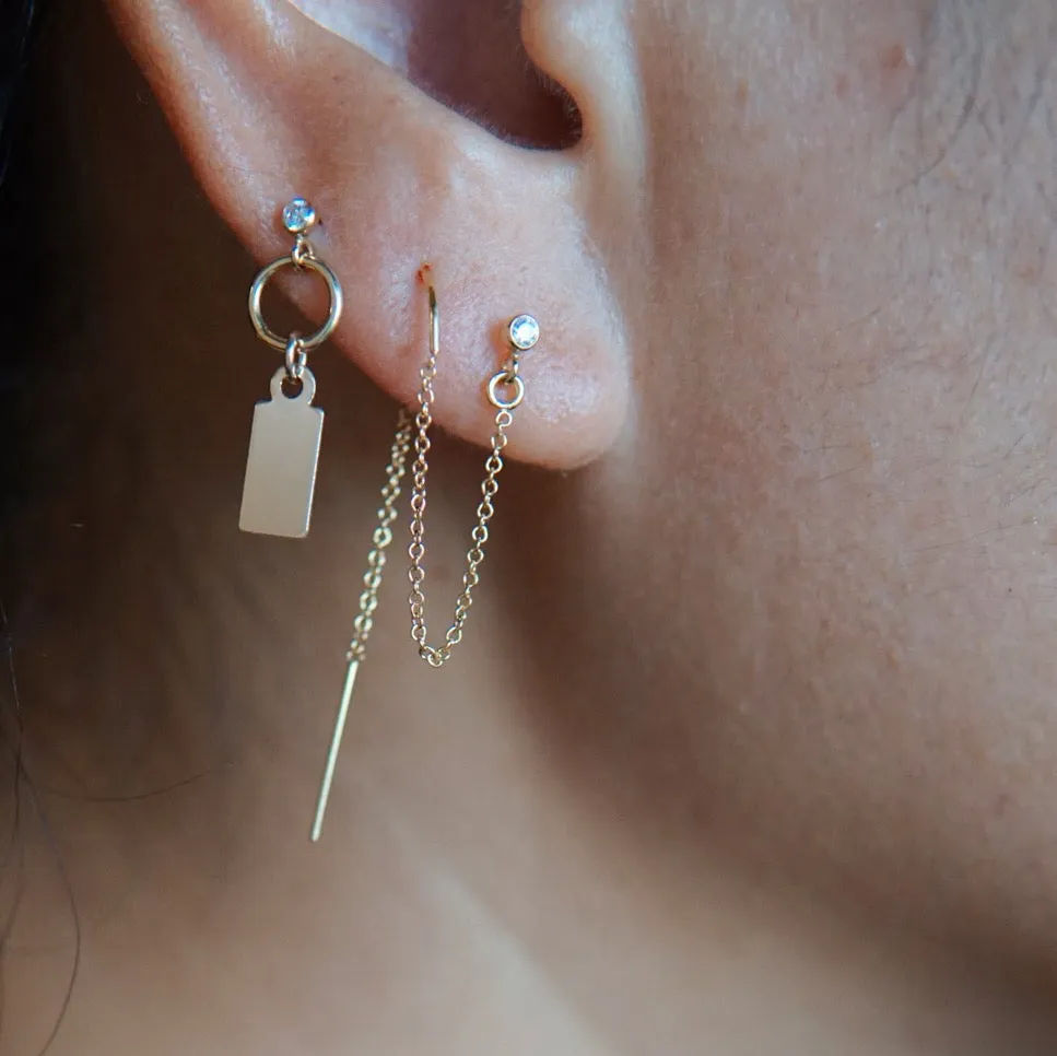 CZ Icicle w/2nd Hole Threader Stud Earrings