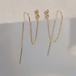 CZ Icicle w/2nd Hole Threader Stud Earrings