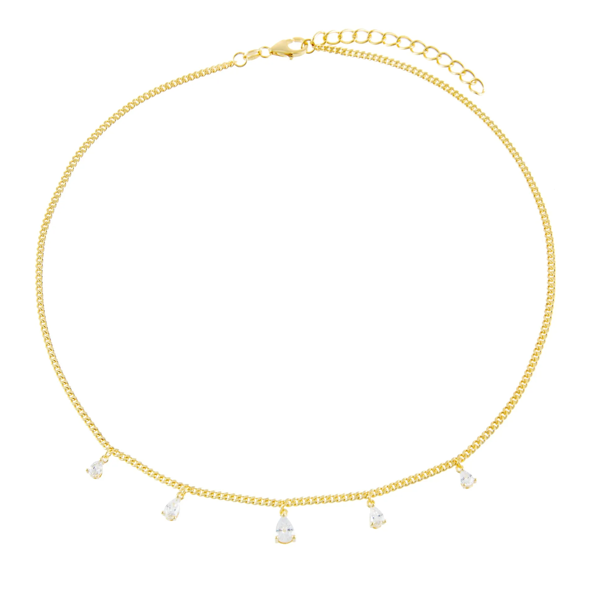 CZ Teardrop Cuban Chain Necklace