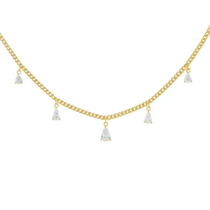 CZ Teardrop Cuban Chain Necklace