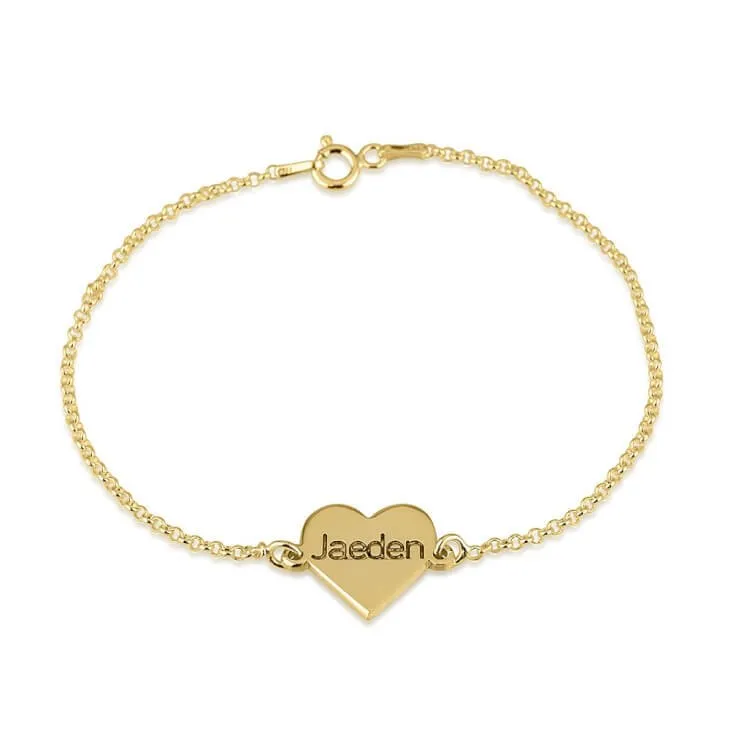 Dainty Heart Name Bracelet