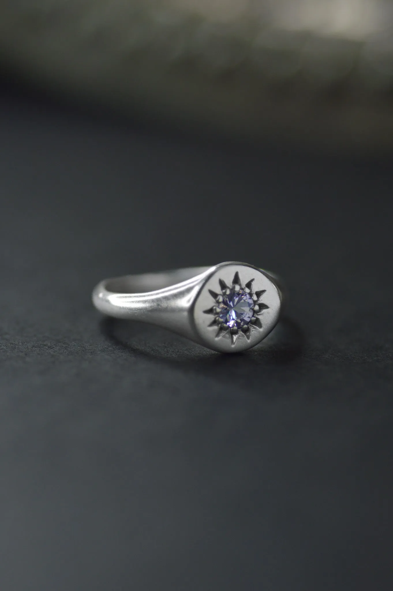Daisy Purple Sapphire Silver Ring