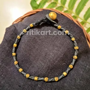 Dhokra Tribal with Brass Beads Embedded in Black Thread Anklet