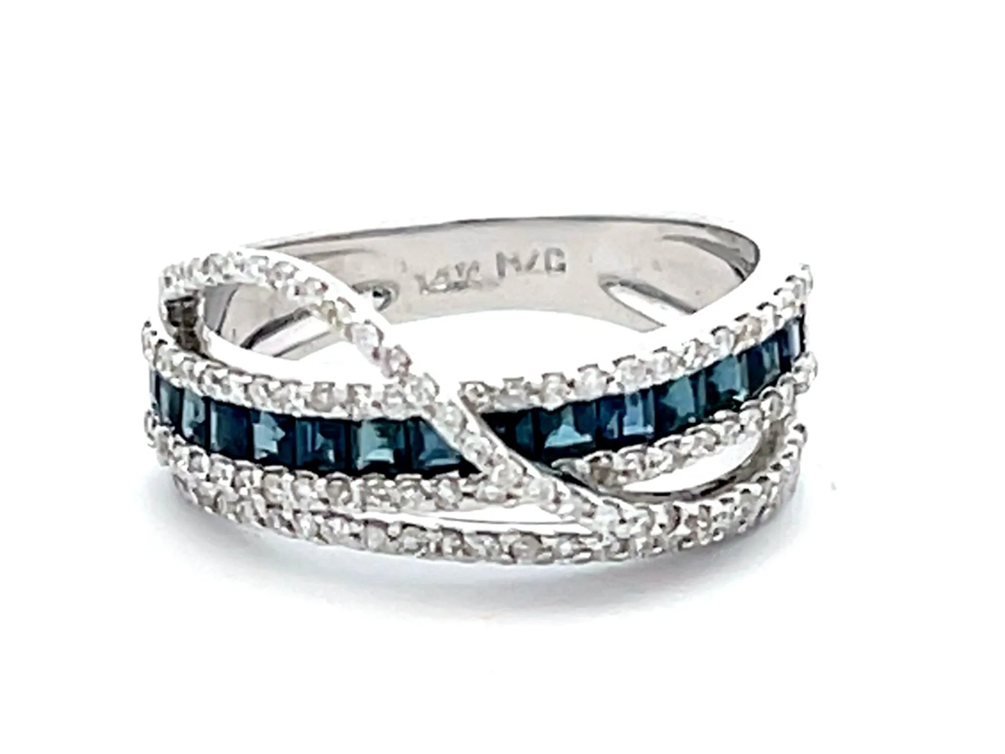 Diamond and Sapphire Ring in 14k White Gold