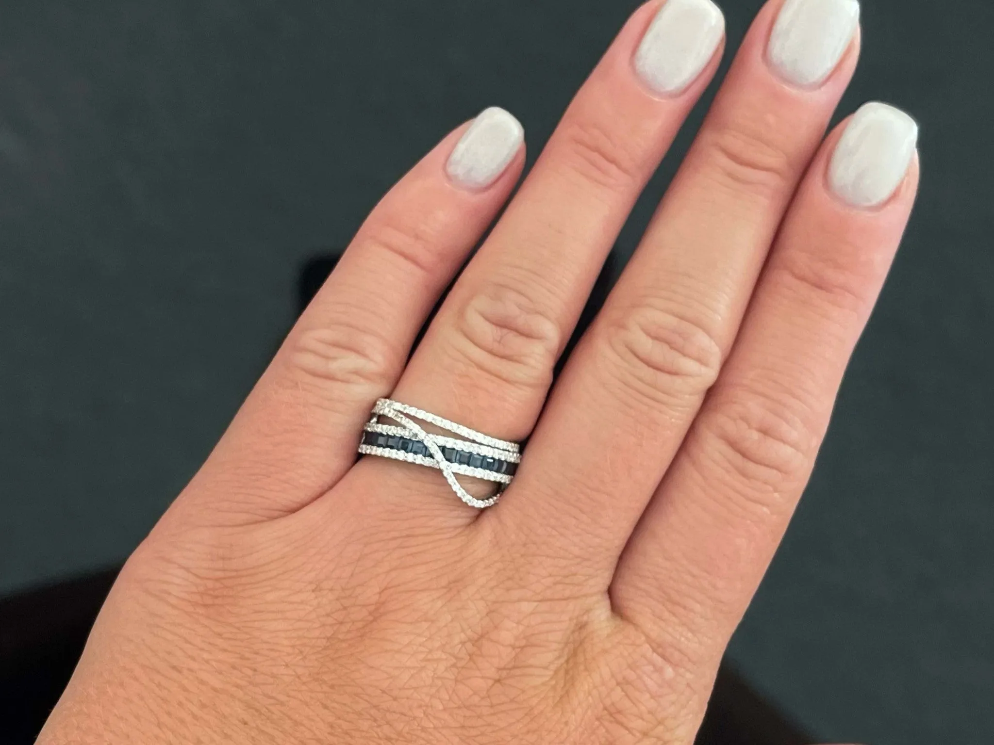 Diamond and Sapphire Ring in 14k White Gold