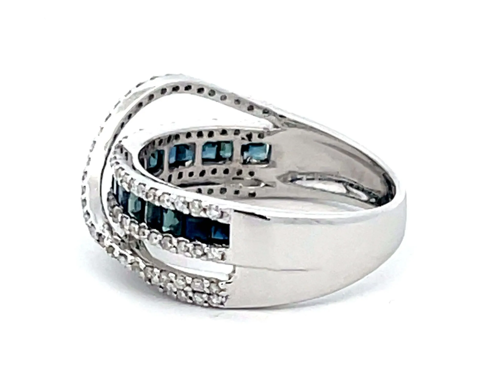 Diamond and Sapphire Ring in 14k White Gold