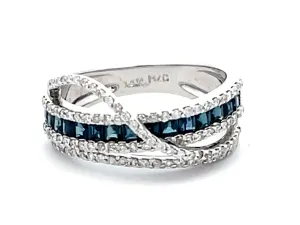 Diamond and Sapphire Ring in 14k White Gold
