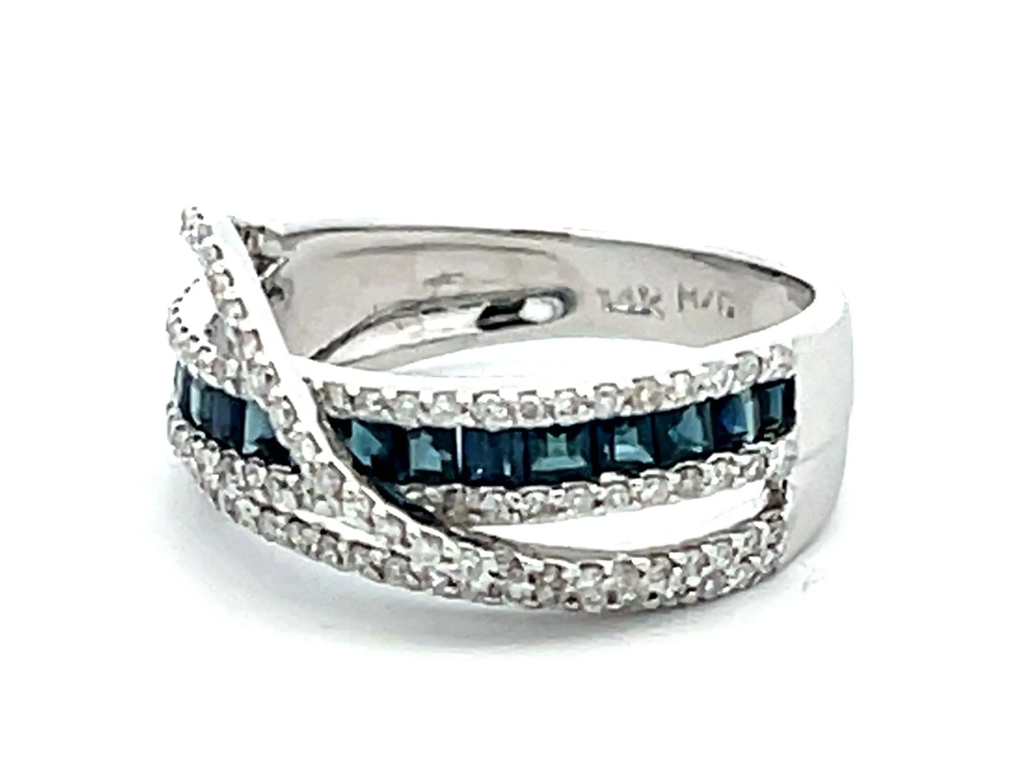 Diamond and Sapphire Ring in 14k White Gold