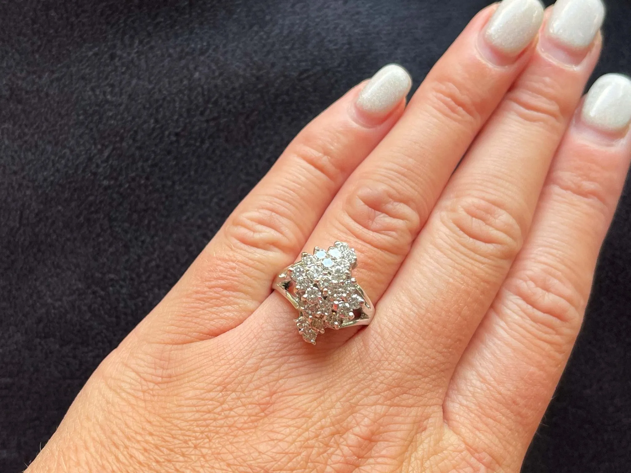Diamond Cluster Ring in 14k White Gold